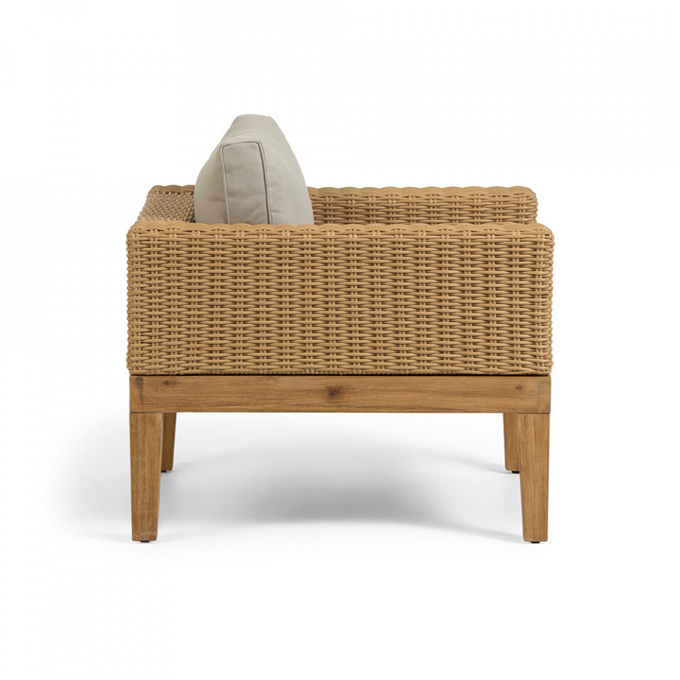 Fotoliu exterior maro din textil Giana Kave Home