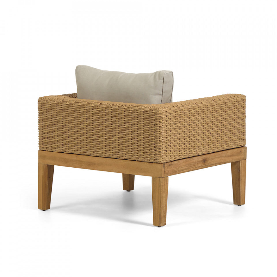 Fotoliu exterior maro din textil Giana Kave Home