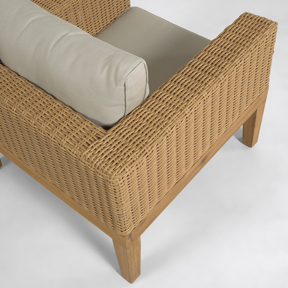 Fotoliu exterior maro din textil Giana Kave Home