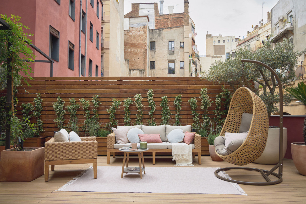Fotoliu exterior maro din textil Giana Kave Home