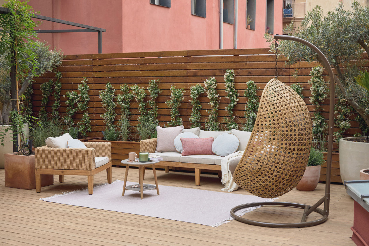 Fotoliu exterior maro din textil Giana Kave Home