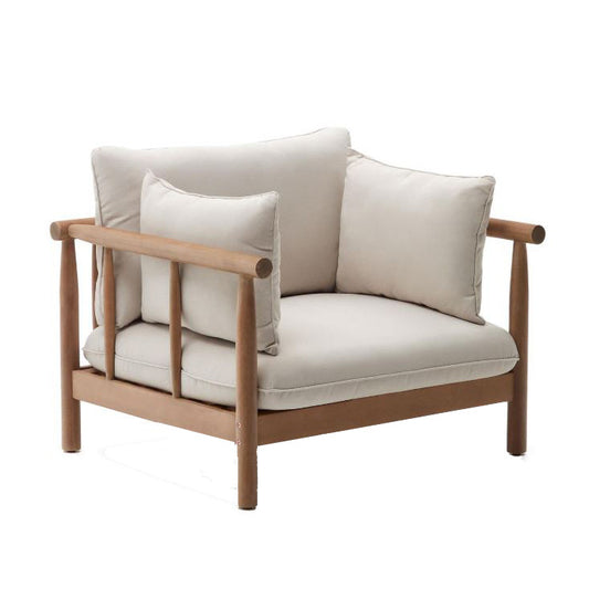 Fotoliu exterior maro din textil Sacova Kave Home