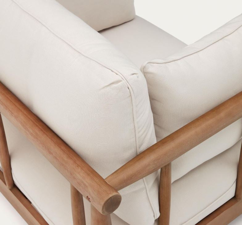 Fotoliu exterior maro din textil Sacova Kave Home