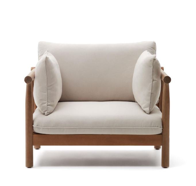 Fotoliu exterior maro din textil Sacova Kave Home
