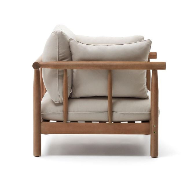 Fotoliu exterior maro din textil Sacova Kave Home