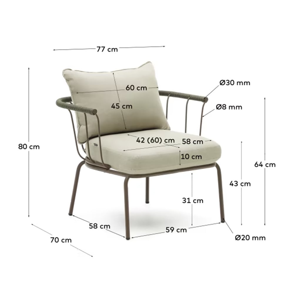 Fotoliu exterior multicolor din textil Salguer Kave Home