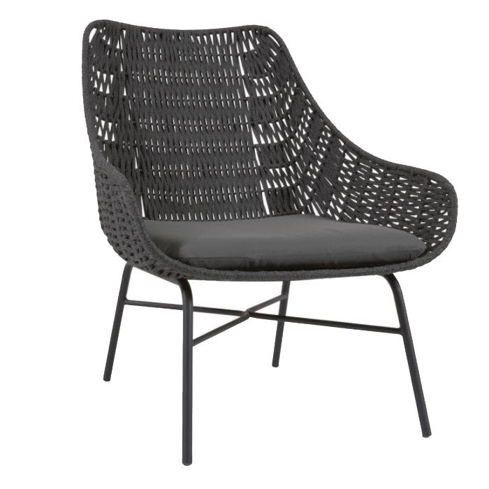 Fotoliu exterior negru din metal Abeli Kave Home