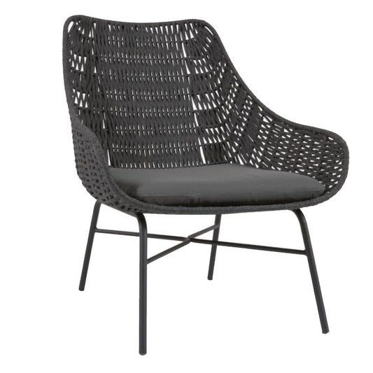 Fotoliu exterior negru din metal Abeli Kave Home