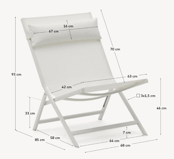Fotoliu exterior pliabil alb din metal Canutells Kave Home