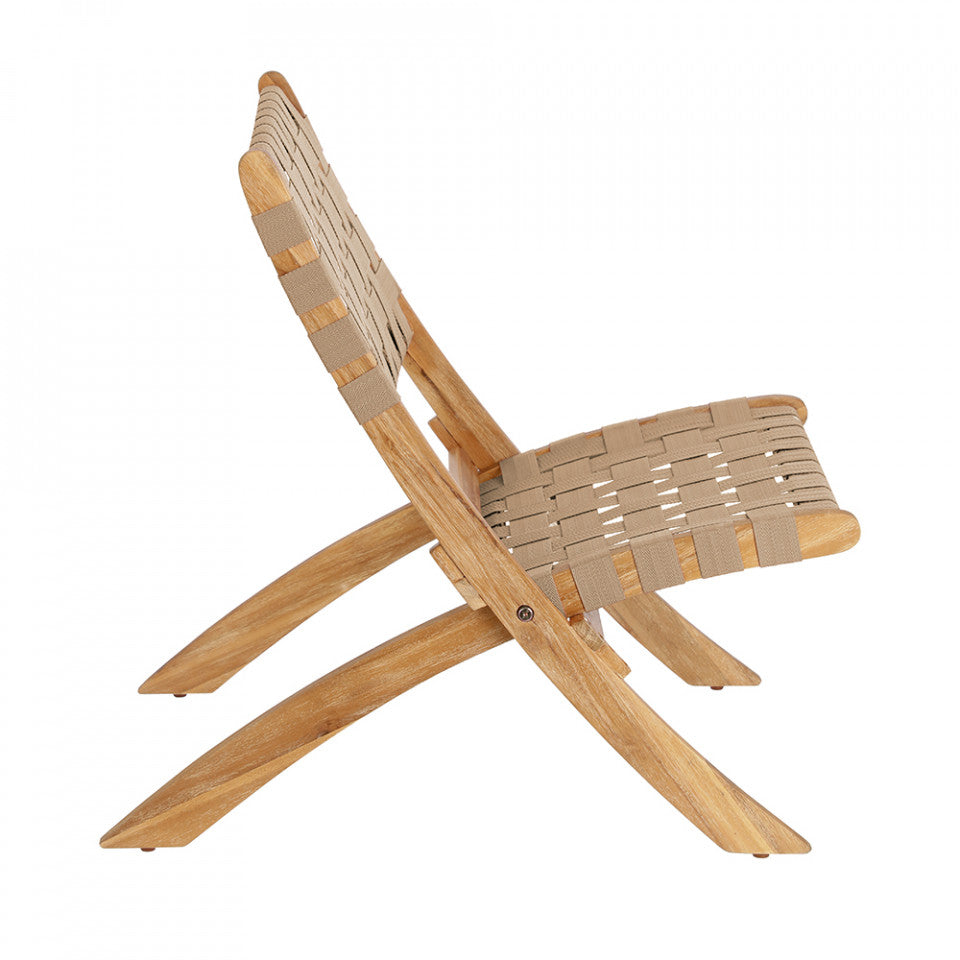 Fotoliu exterior pliabil bej din textil Chabeli Kave Home