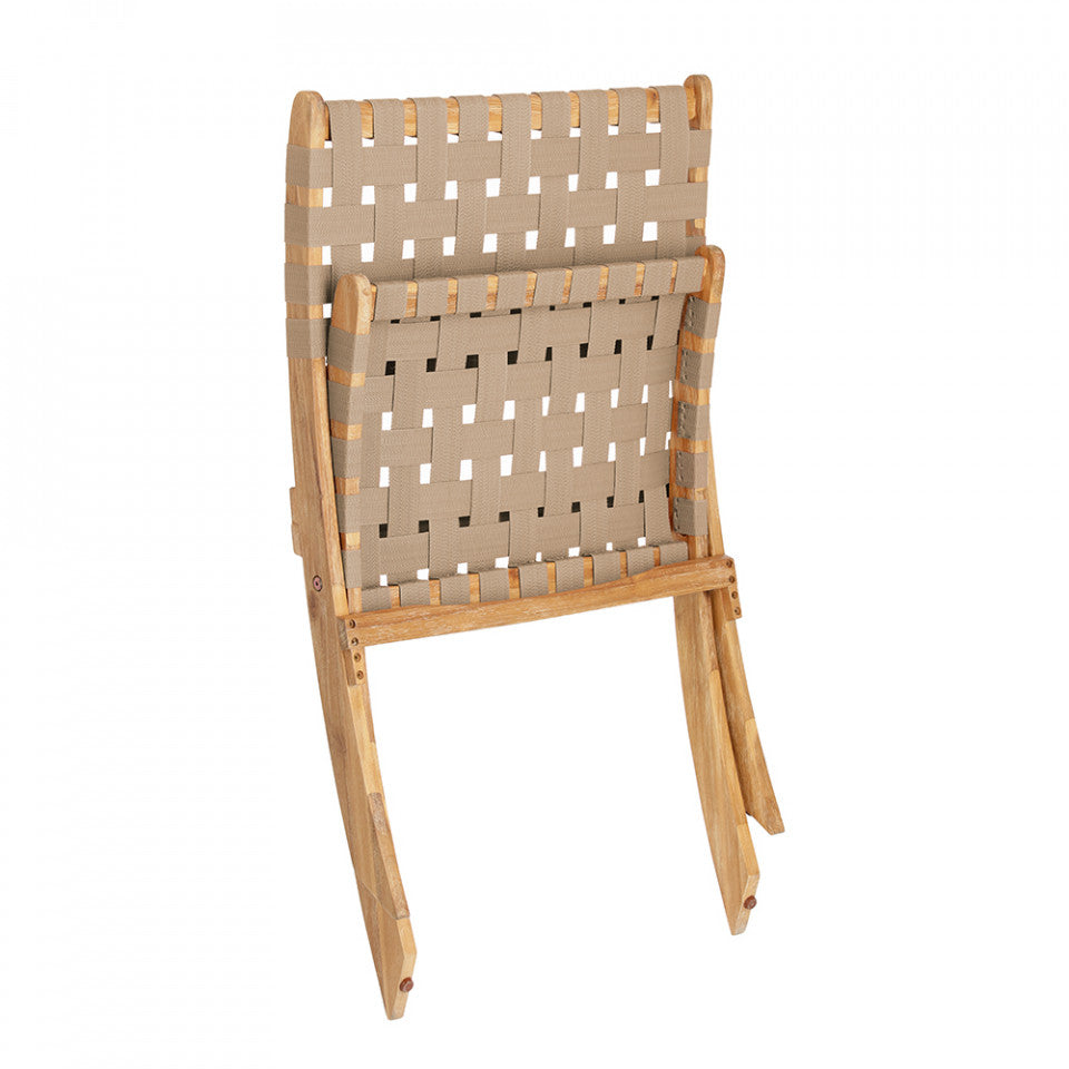 Fotoliu exterior pliabil bej din textil Chabeli Kave Home