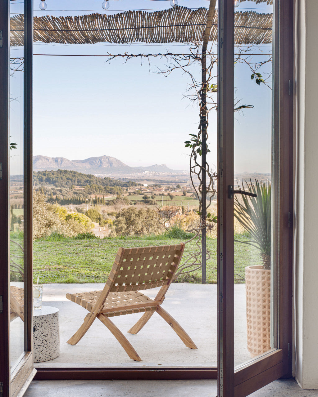 Fotoliu exterior pliabil bej din textil Chabeli Kave Home