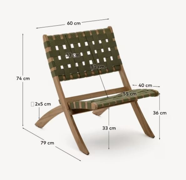 Fotoliu exterior pliabil verde din textil Chabeli Kave Home
