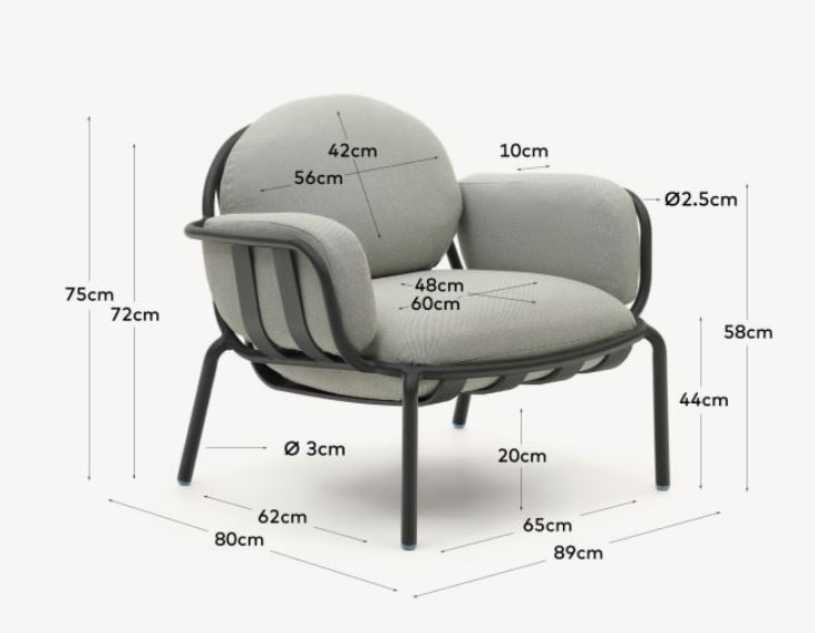 Fotoliu exterior verde/crem din metal Joncols Kave Home
