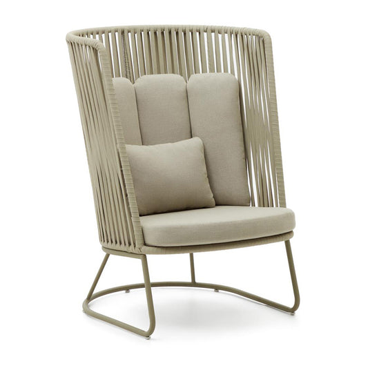 Fotoliu exterior verde din metal Saconca Kave Home
