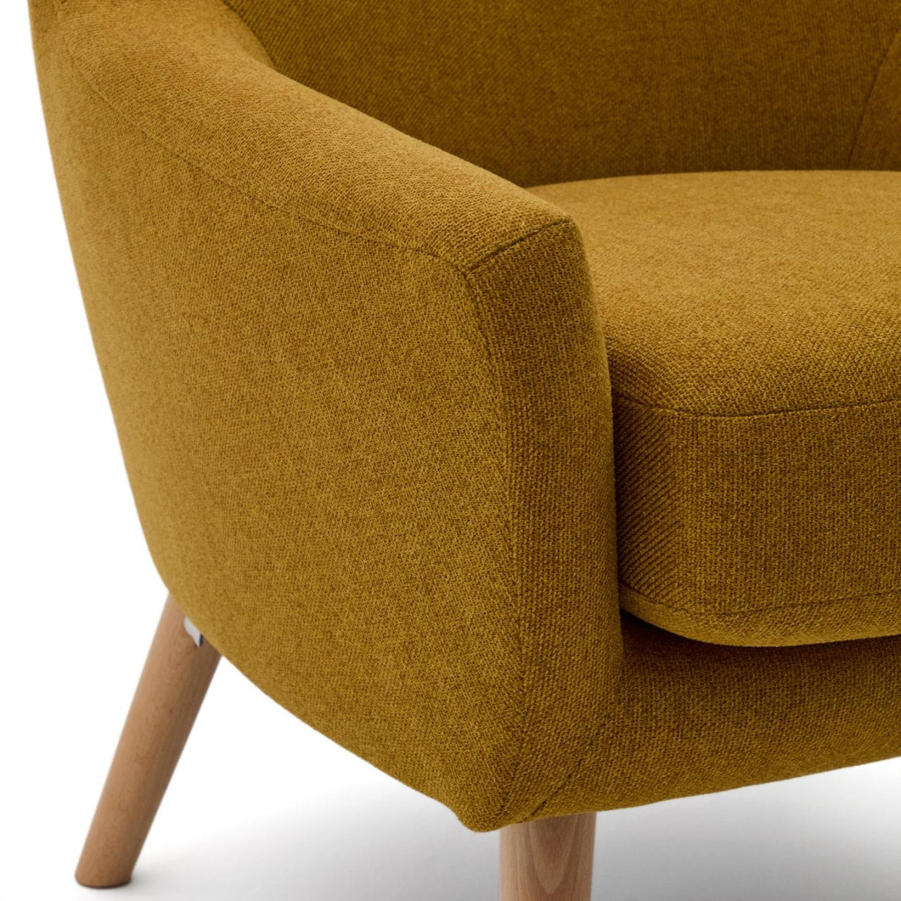 Fotoliu galben mustar din textil Candela Kave Home