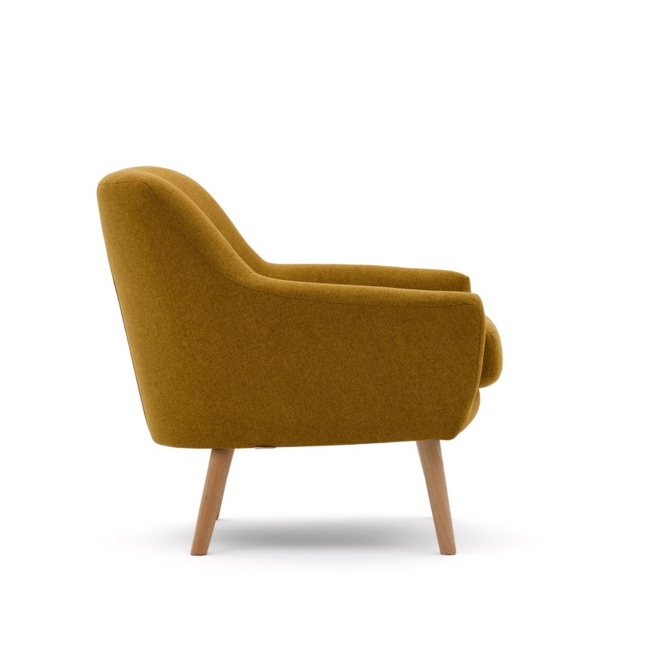 Fotoliu galben mustar din textil Candela Kave Home