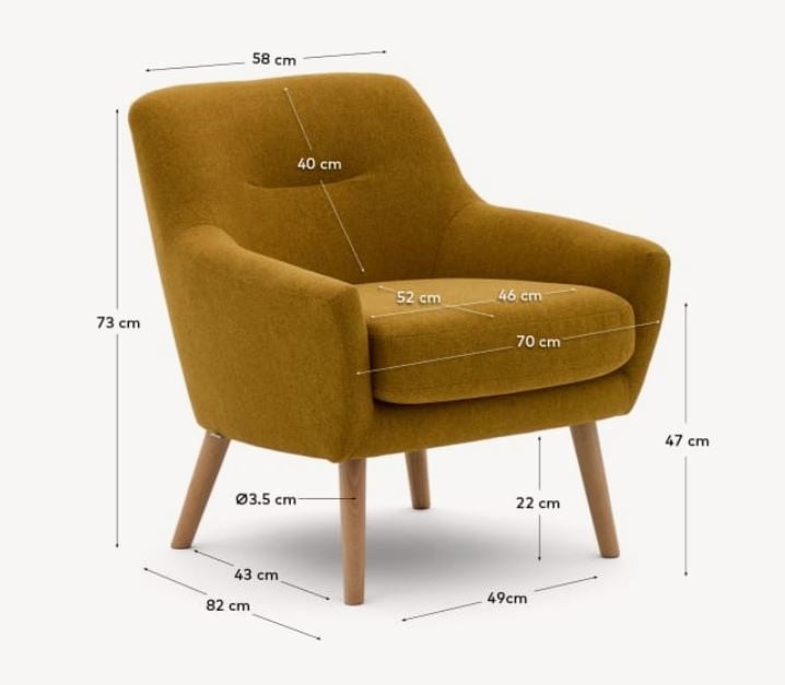Fotoliu galben mustar din textil Candela Kave Home