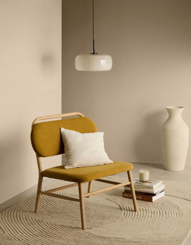 Fotoliu galben mustar din textil Helda Kave Home