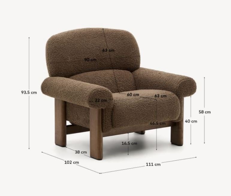 Fotoliu grej din textil Cabana Kave Home