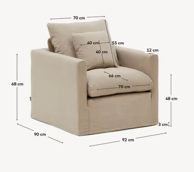 Fotoliu grej din textil Nora Kave Home