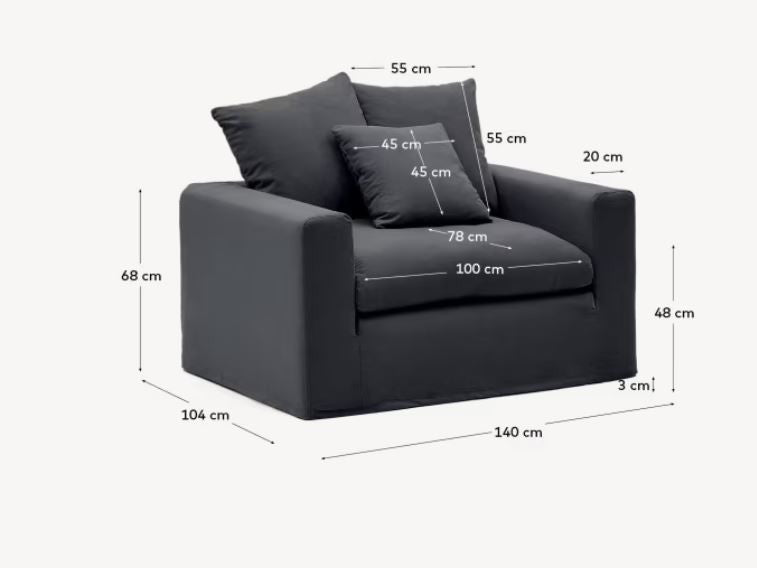 Fotoliu gri antracit din textil Nora Extra Kave Home