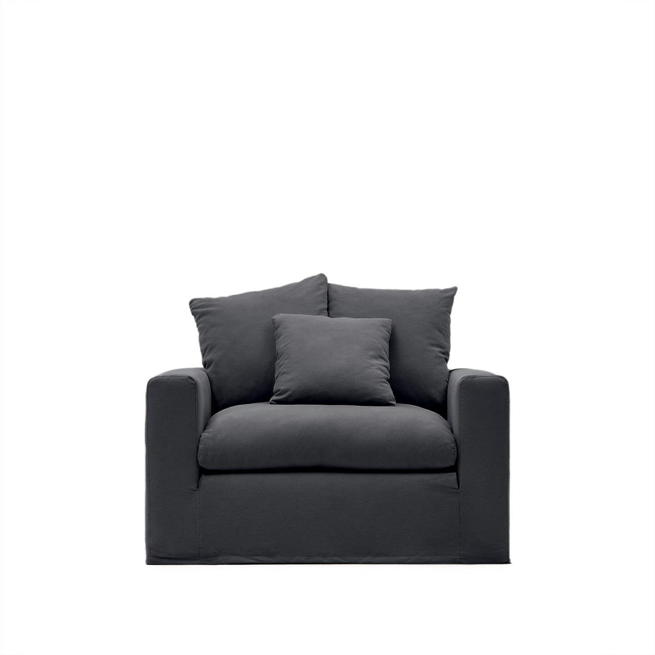 Fotoliu gri antracit din textil Nora Extra Kave Home