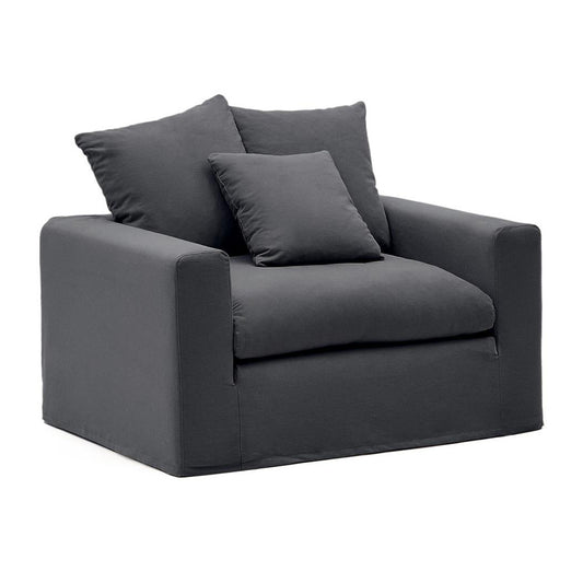 Fotoliu gri antracit din textil Nora Extra Kave Home