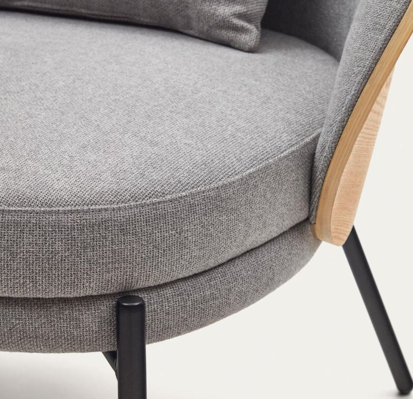 Fotoliu gri deschis/maro din textil Eamy Kave Home