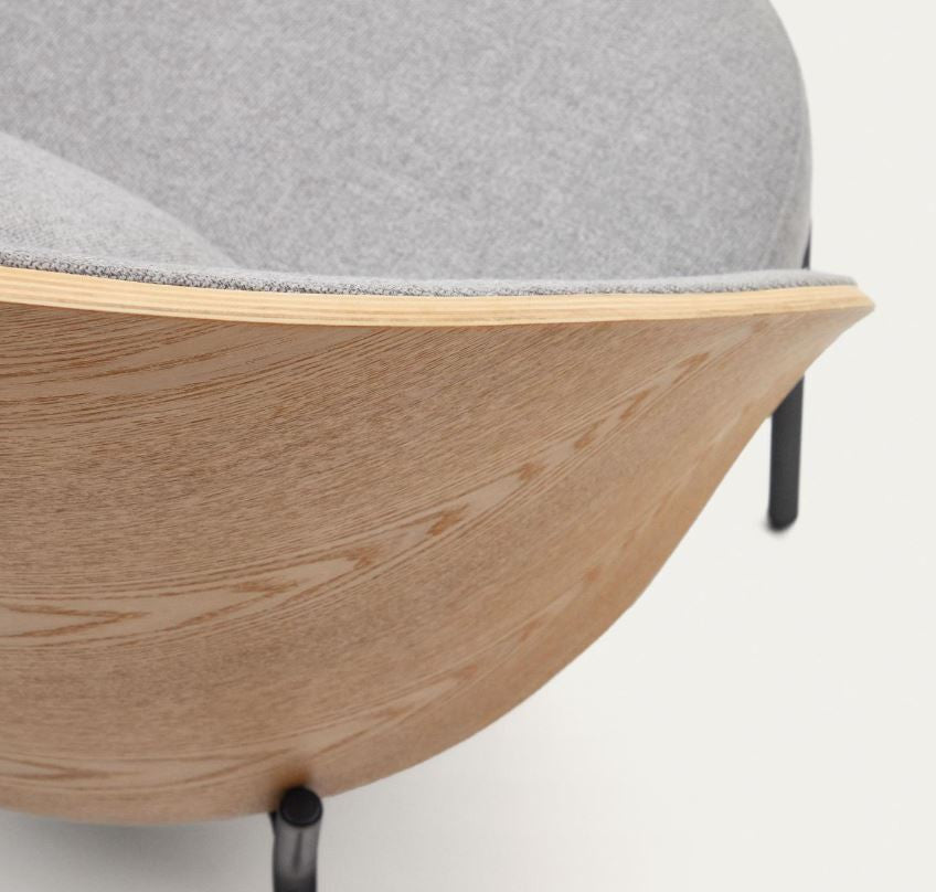 Fotoliu gri deschis/maro din textil Eamy Kave Home