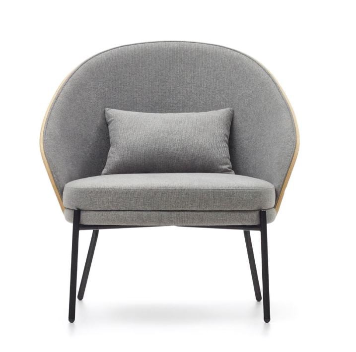 Fotoliu gri deschis/maro din textil Eamy Kave Home