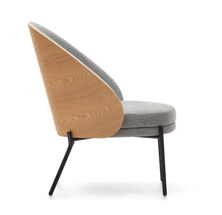Fotoliu gri deschis/maro din textil Eamy Kave Home