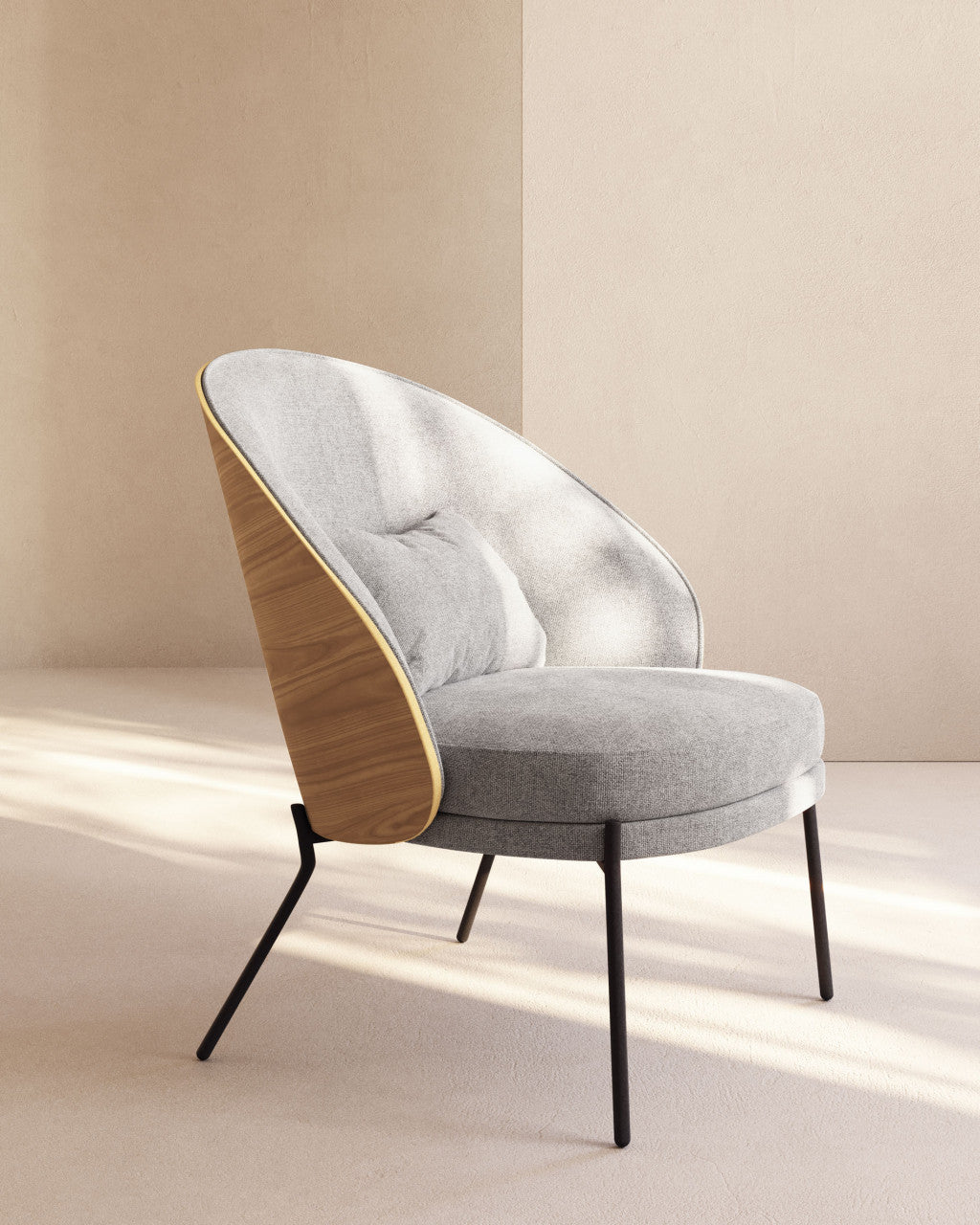 Fotoliu gri deschis/maro din textil Eamy Kave Home