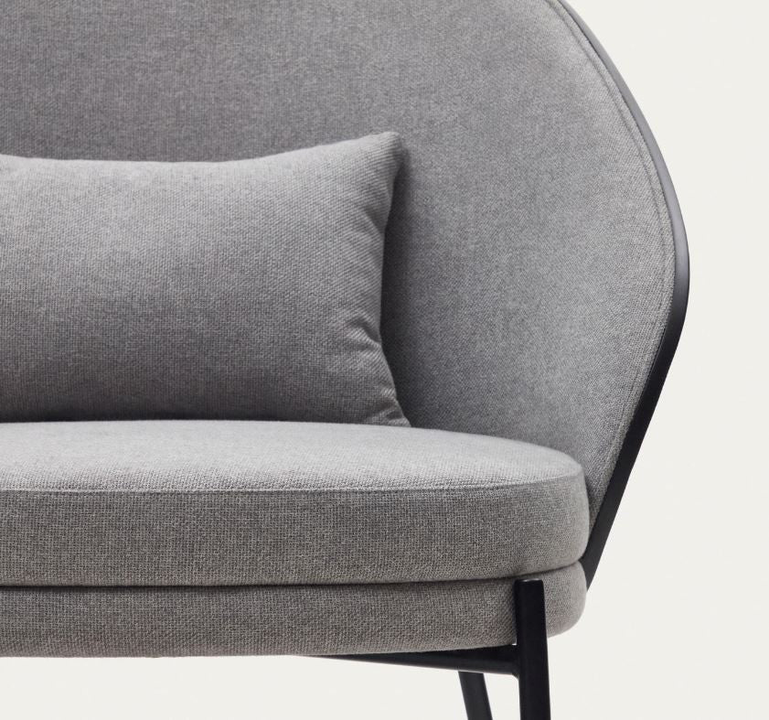Fotoliu gri deschis/negru din textil Eamy Kave Home