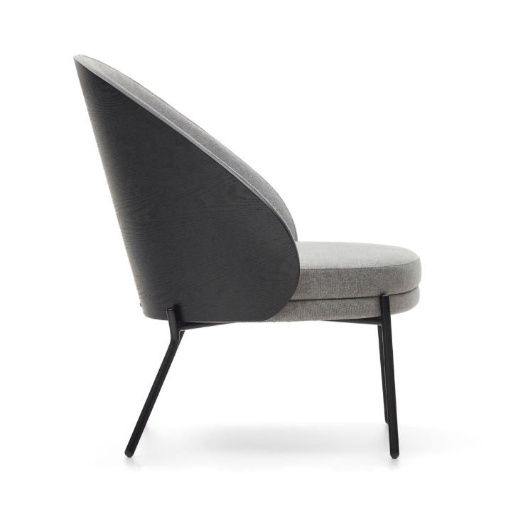 Fotoliu gri deschis/negru din textil Eamy Kave Home