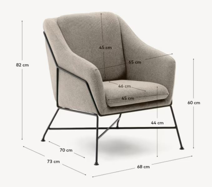 Fotoliu gri din textil Brida Kave Home