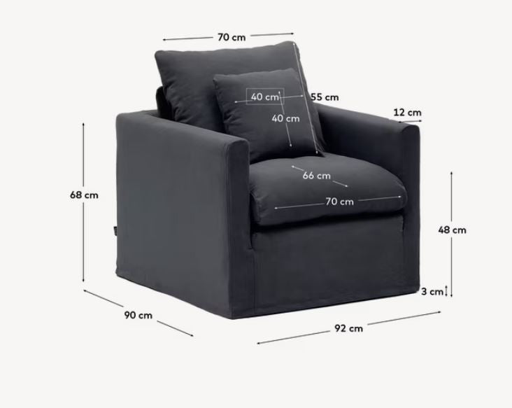 Fotoliu gri din textil Nora Kave Home