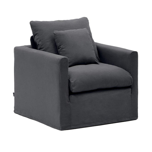 Fotoliu gri din textil Nora Kave Home