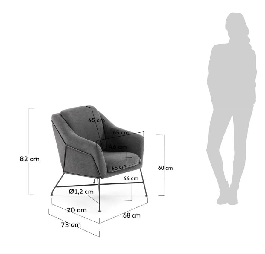 Fotoliu gri grafit din textil Brida Kave Home
