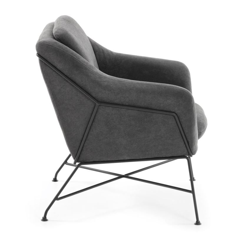 Fotoliu gri grafit din textil Brida Kave Home