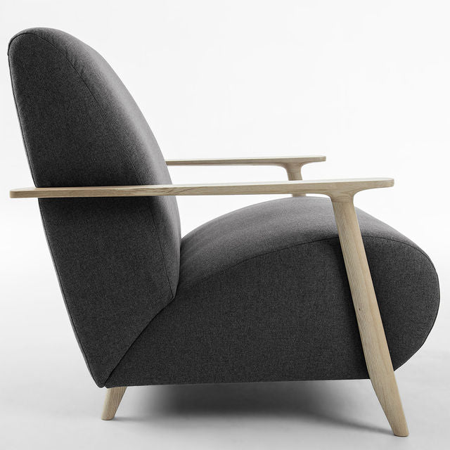 Fotoliu gri grafit/maro deschis din textil Meghan Kave Home