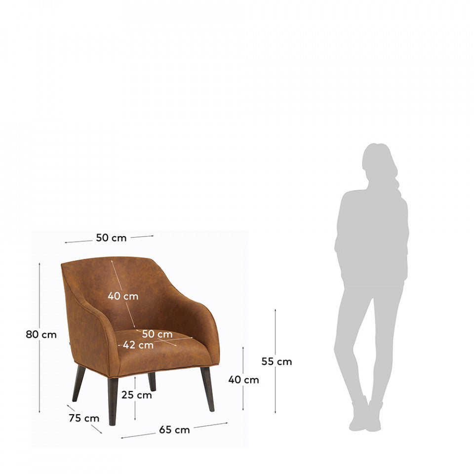 Fotoliu maro deschis din piele ecologica Bobly Kave Home