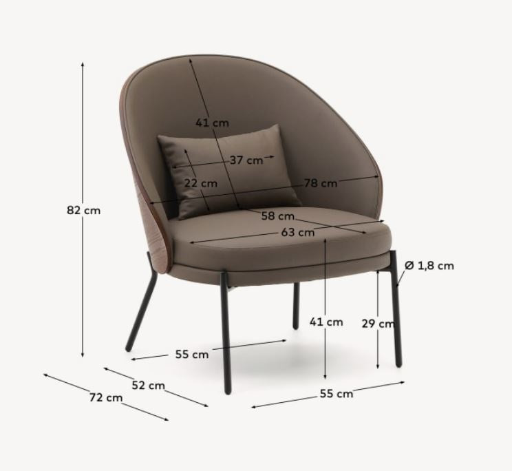Fotoliu maro din piele ecologica Eamy Kave Home