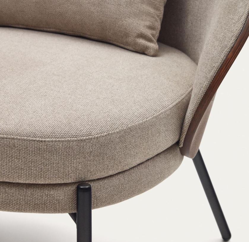Fotoliu maro din textil Eamy Kave Home