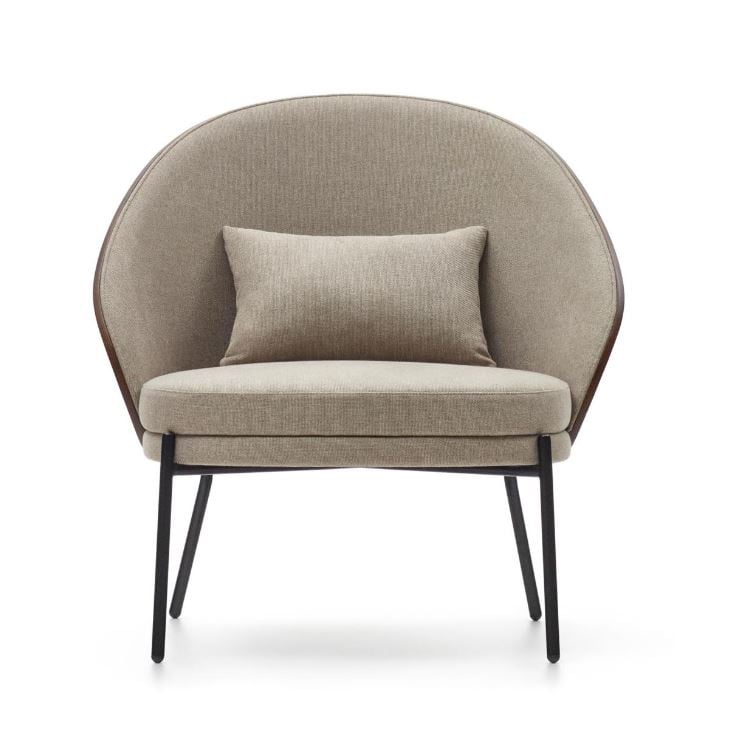 Fotoliu maro din textil Eamy Kave Home