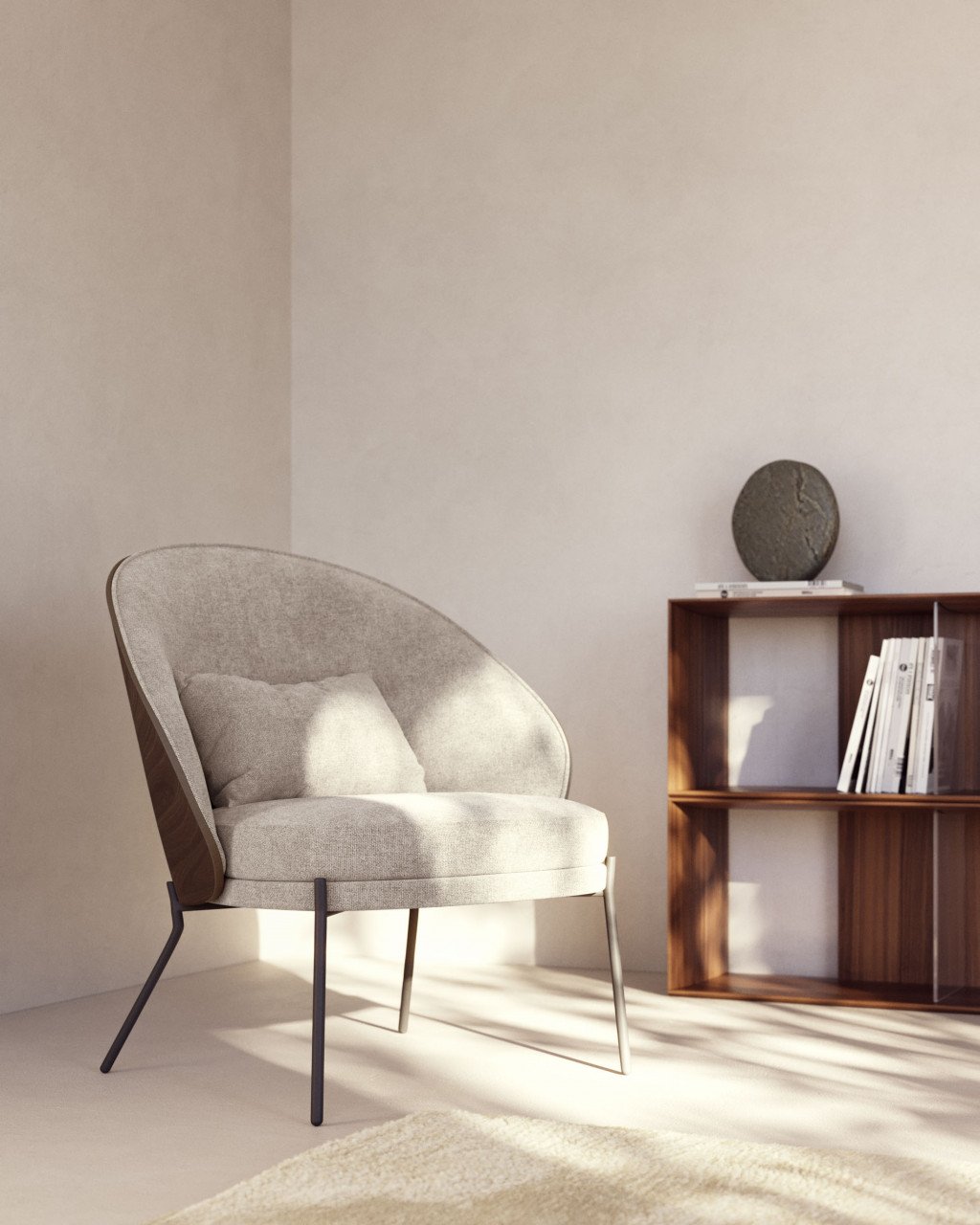 Fotoliu maro din textil Eamy Kave Home