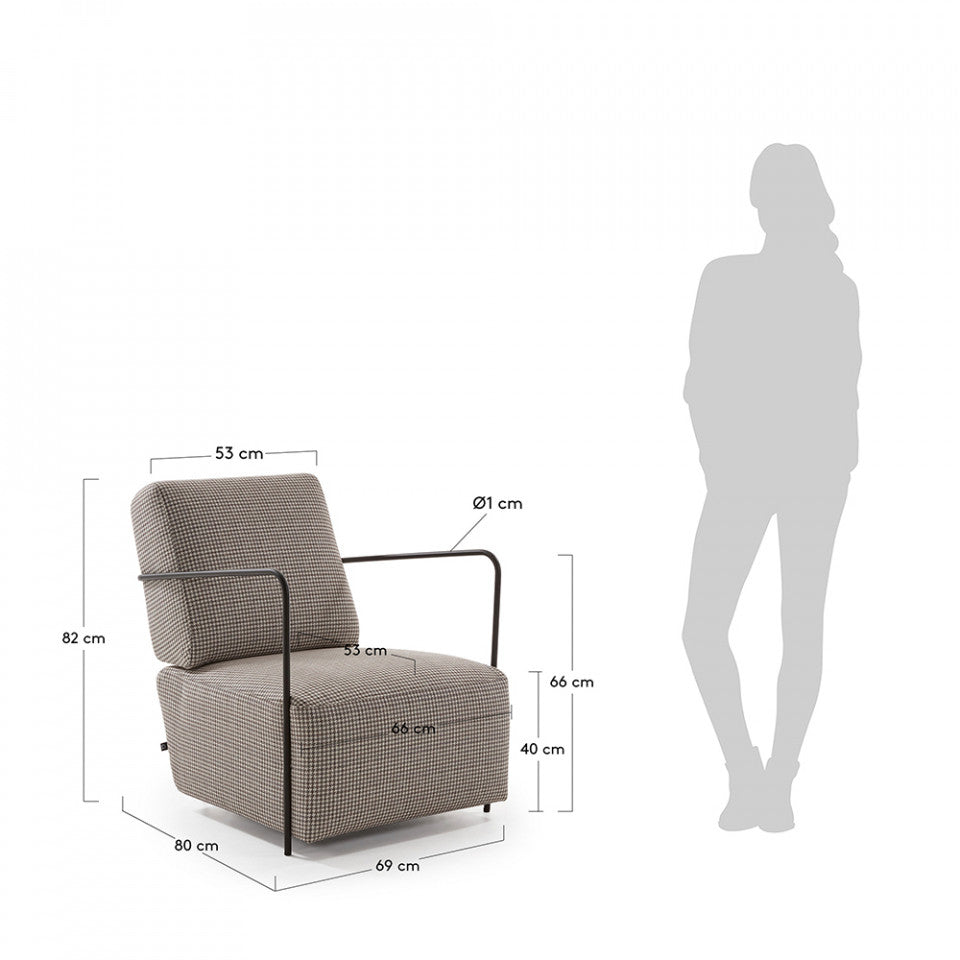Fotoliu maro din textil Gamer Kave Home