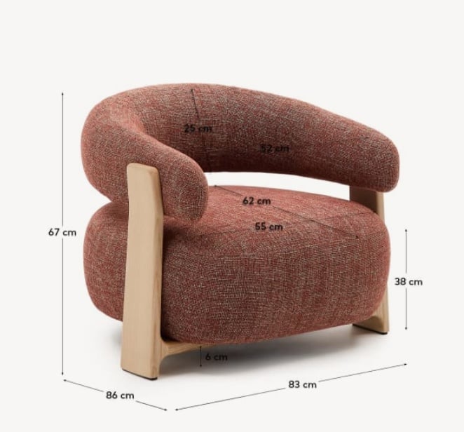 Fotoliu maro teracota din textil Granite Chenille Light Kave Home