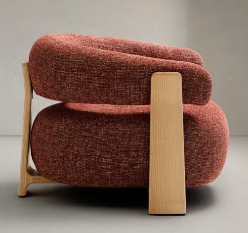 Fotoliu maro teracota din textil Granite Chenille Light Kave Home