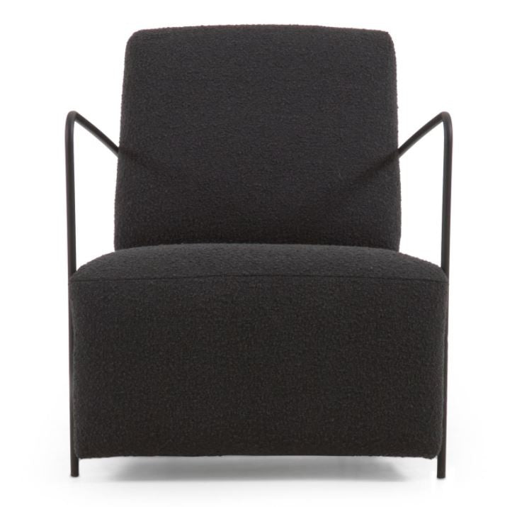 Fotoliu negru din textil Gamer Shearling Kave Home